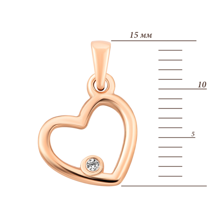 Золота підвіска Серце з фіанітом. Артикул UG5310131310101