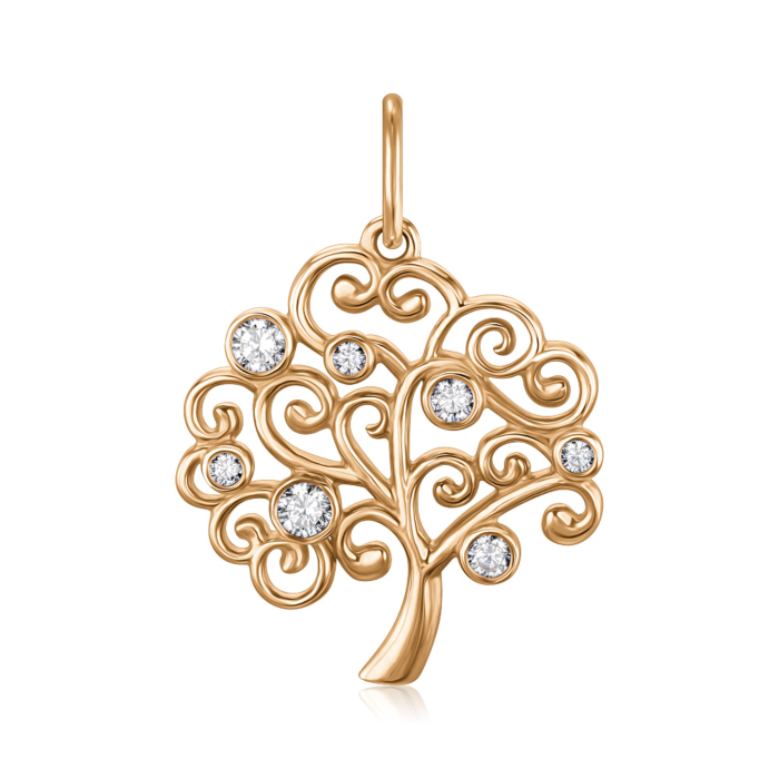 Золотая подвеска «Дерево» с фианитами 3106741101