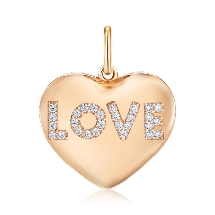 Золота підвіска "Love" з фіанітами 3106755101