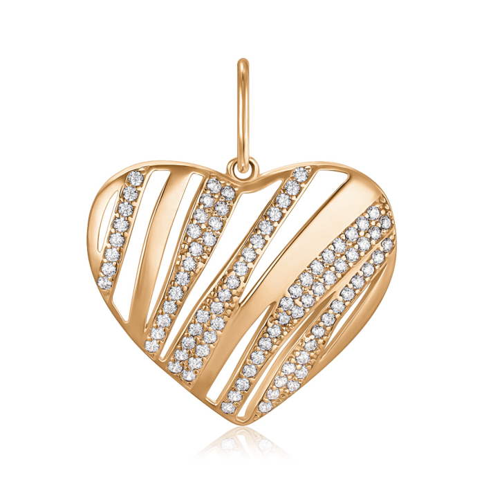 Золота підвіска "Серце" з фіанітами 3107282101-P/01/1