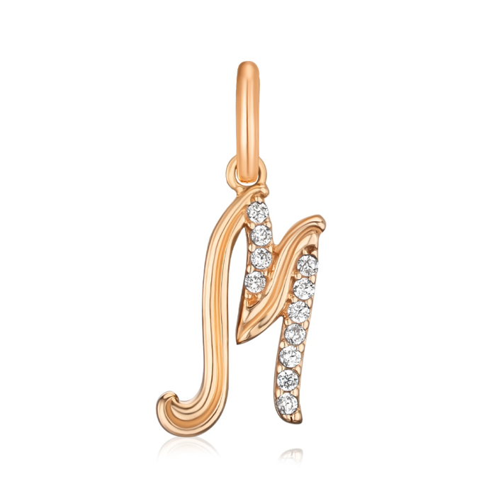 Золота підвіска-літера М з фіанітами 3109010101