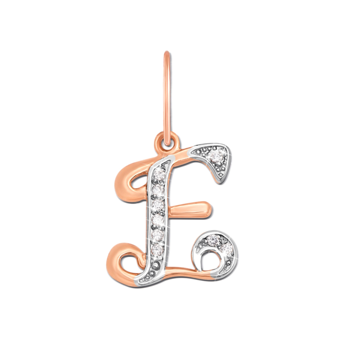 Золота підвіска «Літера E» з фіанітами. Артикул 31103/е
