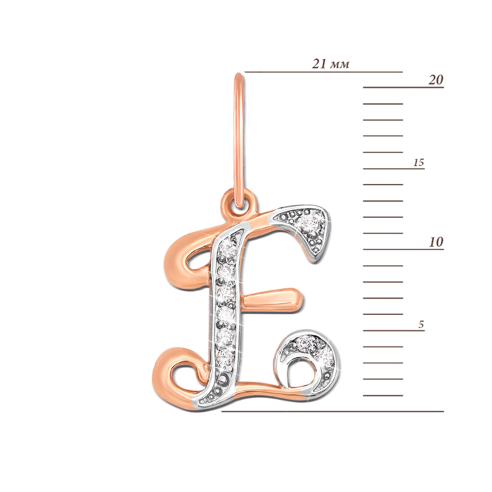 Золота підвіска «Літера E» з фіанітами. Артикул 31103/е