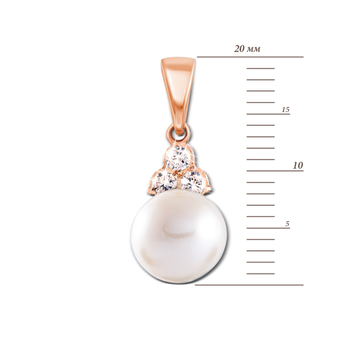 Золота підвіска з перлиною і фіанітами. Артикул 31114 с к
