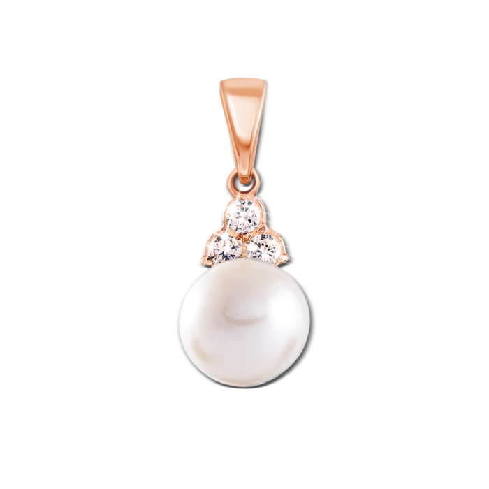 Золота підвіска з перлиною і фіанітами. Артикул 31114 с к