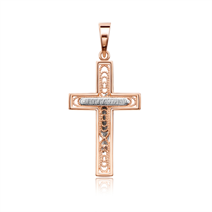 Золотий хрестик «Спаси і Збережи» без вставки. Артикул 31137/01/1 (31137)