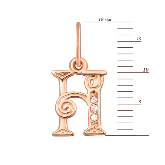 Золотая подвеска «Буква Н» с фианитами. Артикул 31185/н