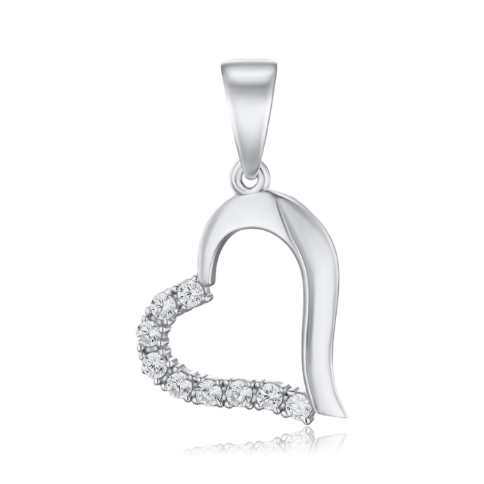 Підвіска з білого золота "Серце" з фіанітами 31192/97/1/3