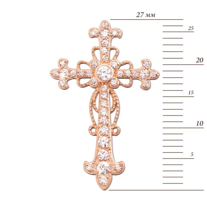Золотий хрестик з фіанітами. Артикул 31231