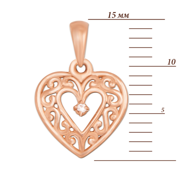 Золота підвіска «Серце» з фіанітом. Артикул 31235