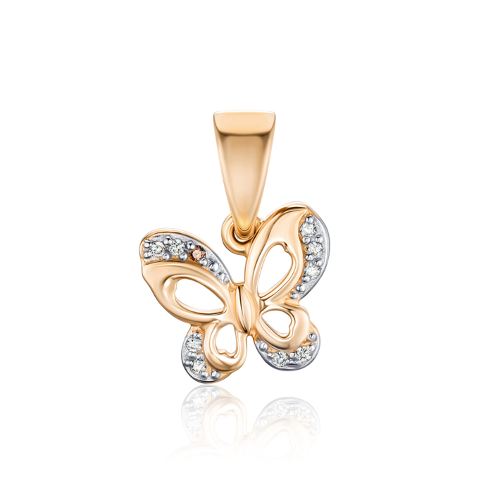 Золотая подвеска «Бабочка» с фианитами 31267