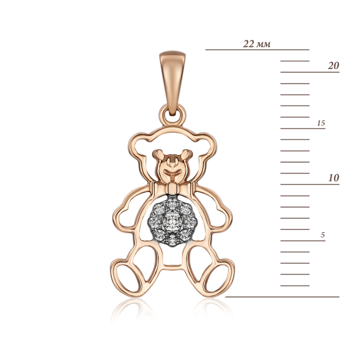 Золота підвіска «Ведмедик» з фіанітами. Артикул 31273