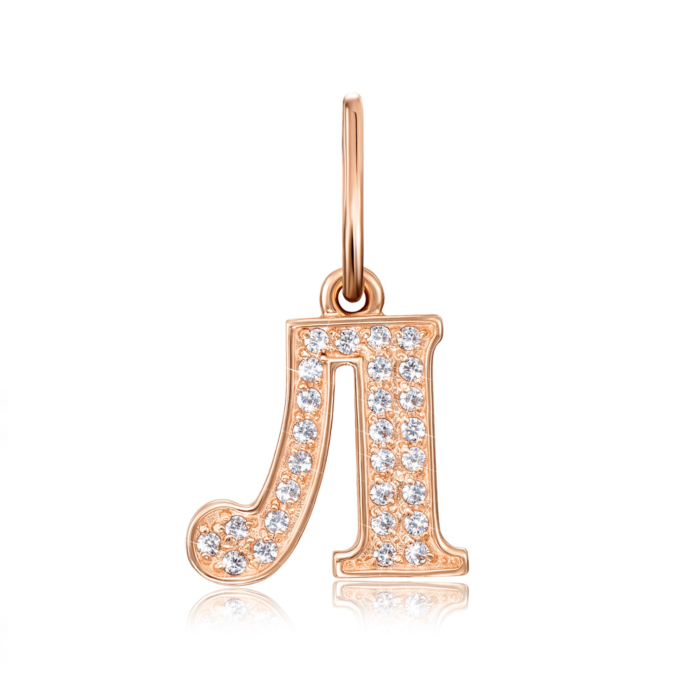 Золота підвіска «Літера Л» з фіанітами. Артикул 31277/л