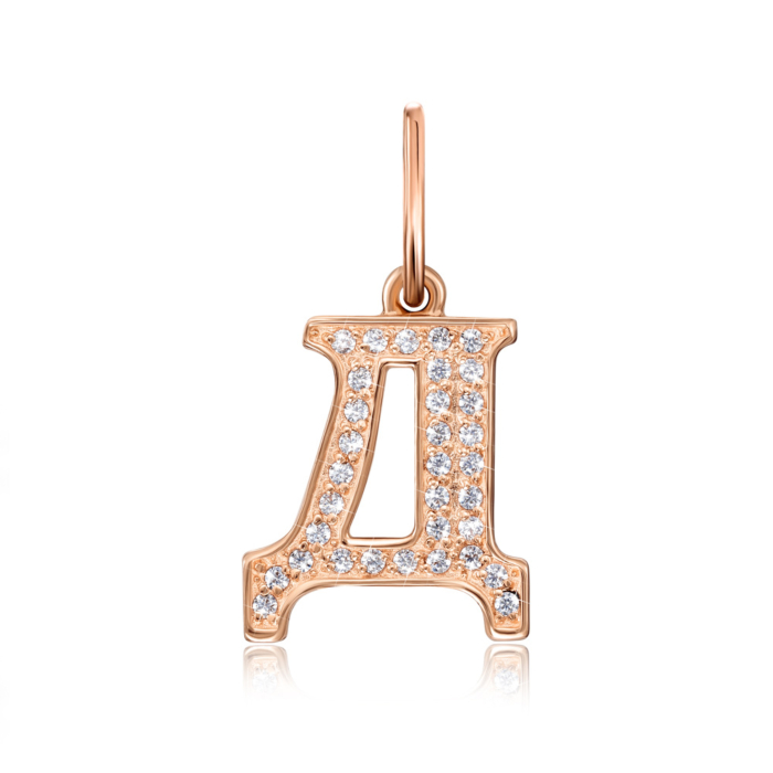 Золота підвіска «Літера Д» з фіанітами. Артикул 31277/д