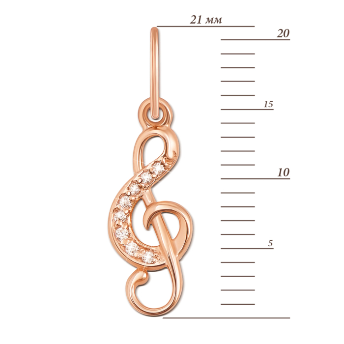 Золота підвіска «Скрипковий ключ» з фіанітами. Артикул 31278