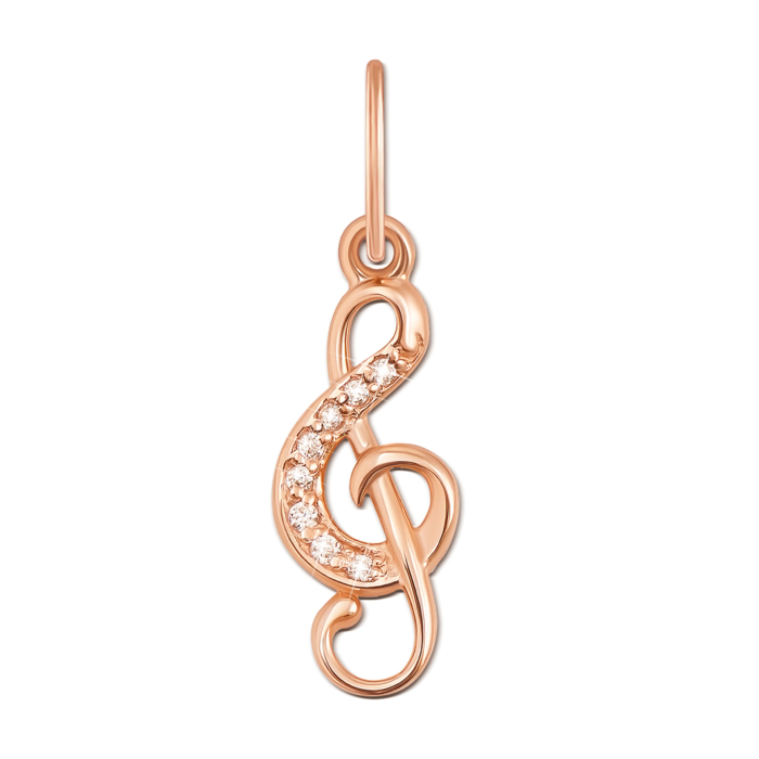 Золота підвіска «Скрипковий ключ» з фіанітами. Артикул 31278