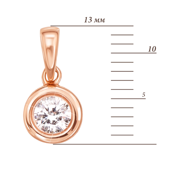 Золота підвіска з фіанітом. Артикул 31300/08/0/29