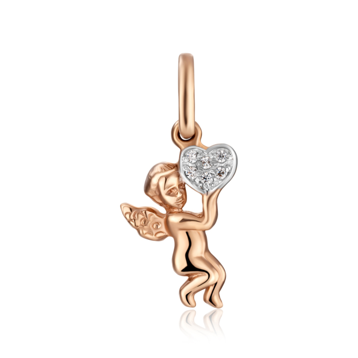 Золота підвіска «Янгол» з фіанітами. Артикул 31304/375