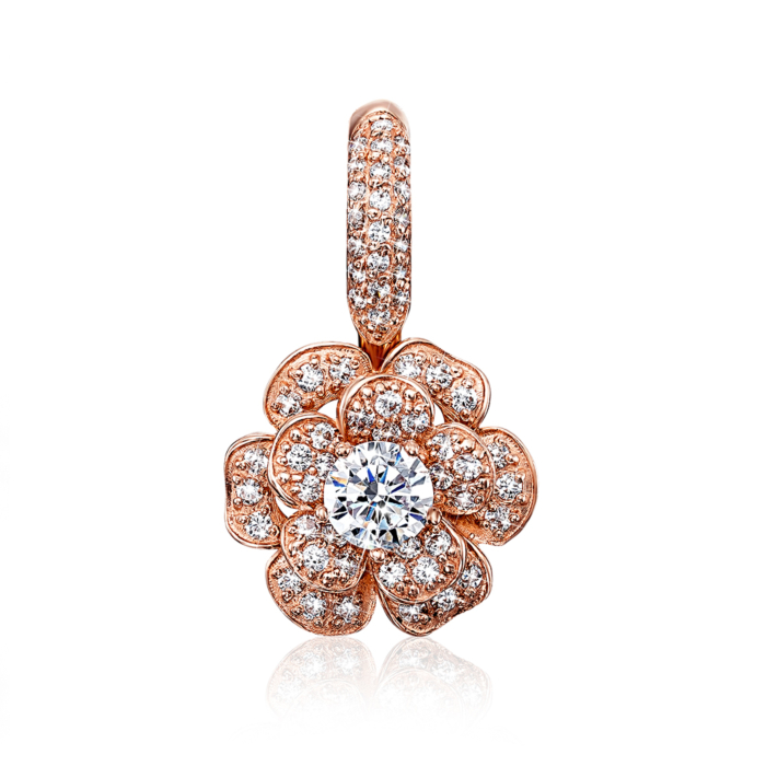 Золота підвіска «Квітка» з фіанітами. Артикул 31317 кс