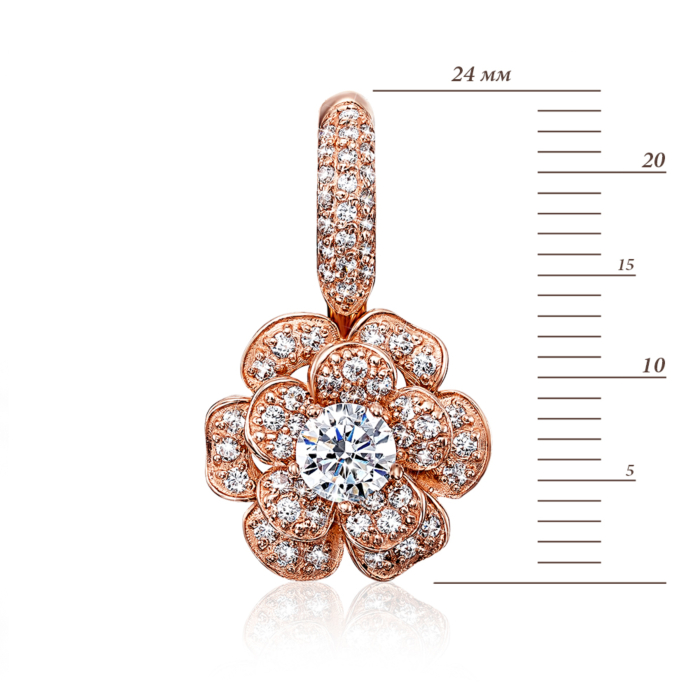 Золота підвіска «Квітка» з фіанітами. Артикул 31317 кс