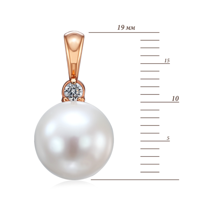 Золота підвіска з перлиною і фіанітом. Артикул 31323/01/0/2016