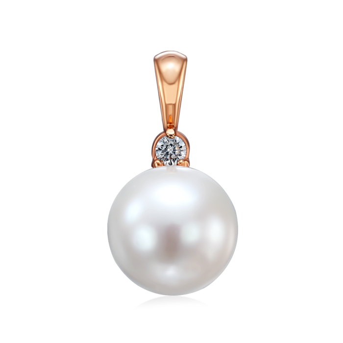 Золота підвіска з перлиною і фіанітом. Артикул 31323/01/0/2016