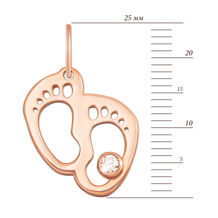 Золота підвіска «Ніжки» з фіанітом. Артикул 31330