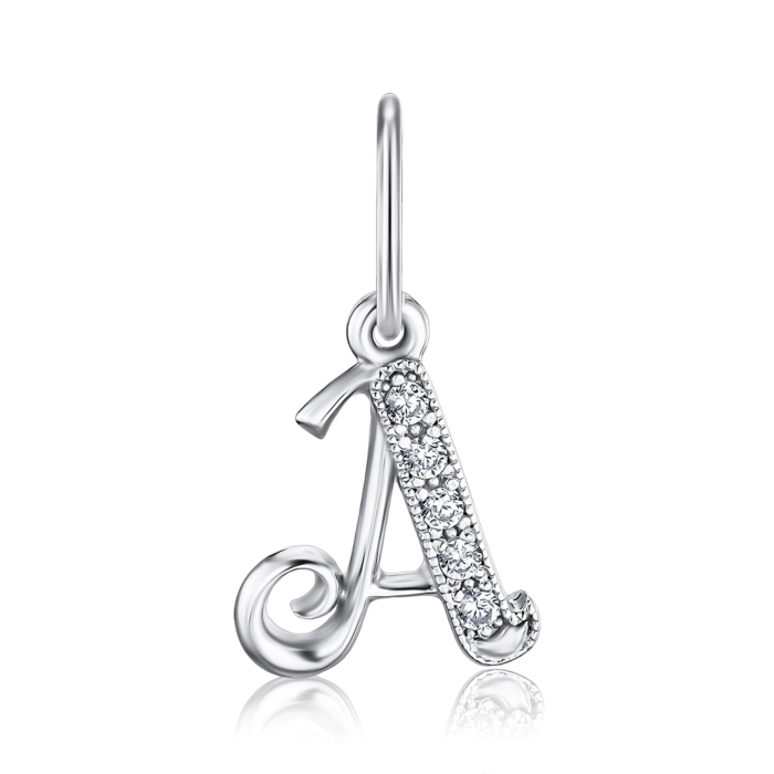 Золотая подвеска-буква А с фианитами 31339-а/02/1/13