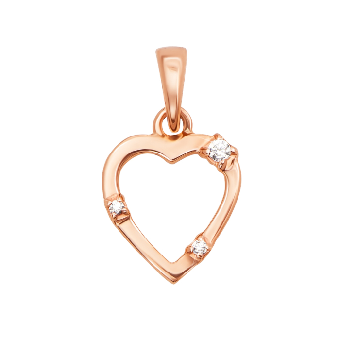 Золота підвіска «Серце» з фіанітами. Артикул 31347