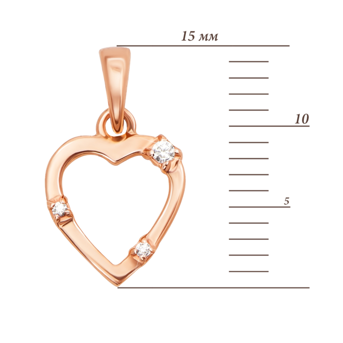 Золота підвіска «Серце» з фіанітами. Артикул 31347
