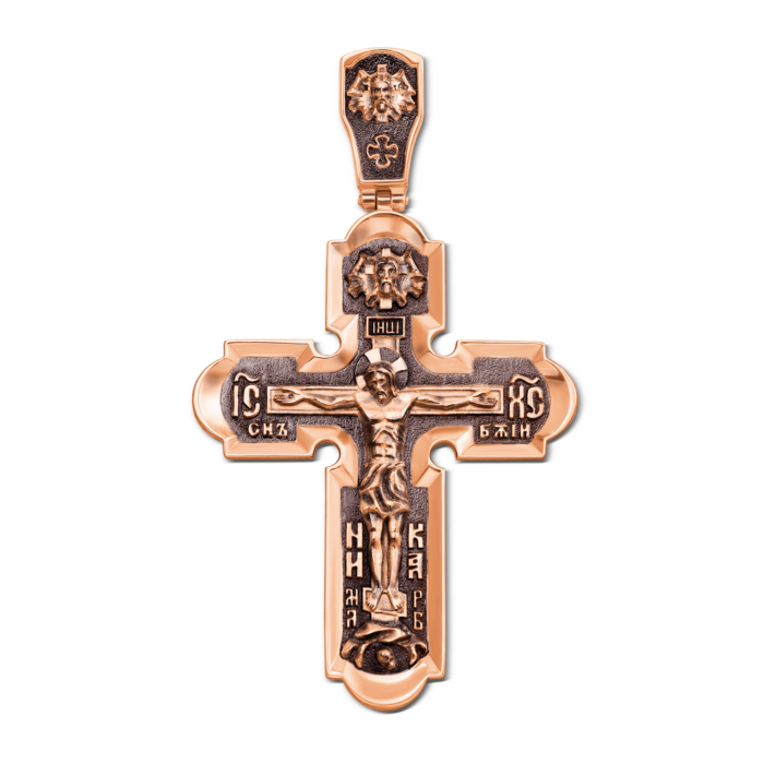 Золотий хрестик. Розп'яття Христове. Микола Чудотворець. Ікона Божої Матері «Знамення». Артикул 31348/2