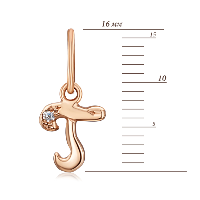 Золота підвіска Літера Г з фіанітом. Артикул 3135-г/01/0/3