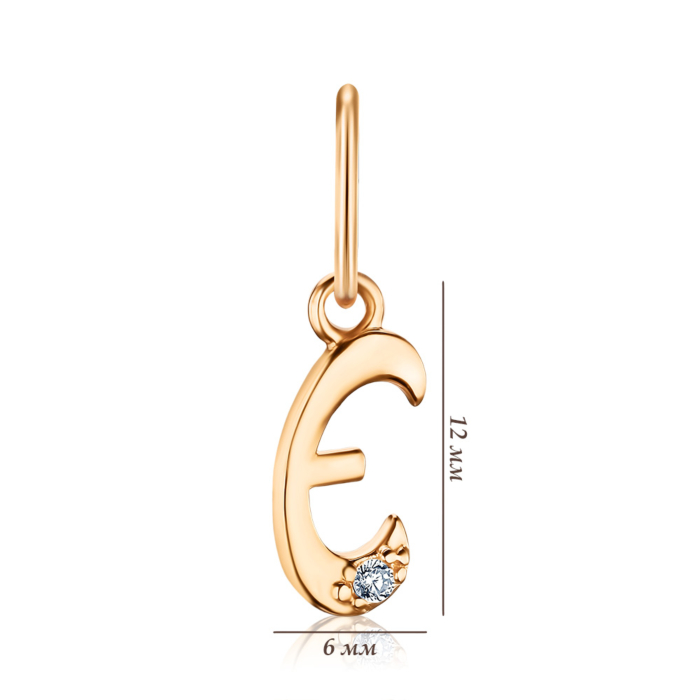 Золота підвіска-літера Є з фіанітом 3135-є/01/0/3