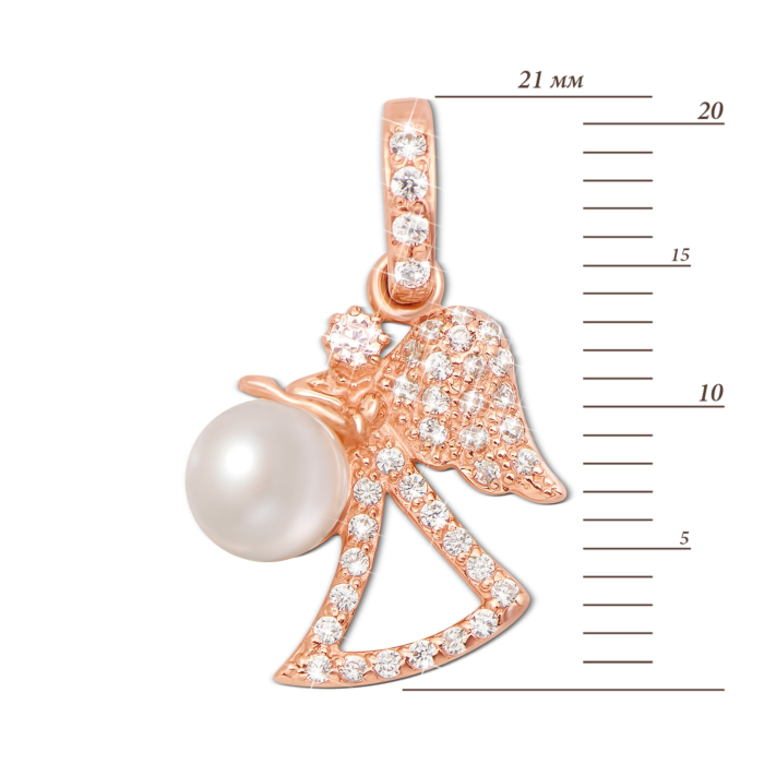 Золота підвіска з перлиною і фіанітами. Артикул 31363