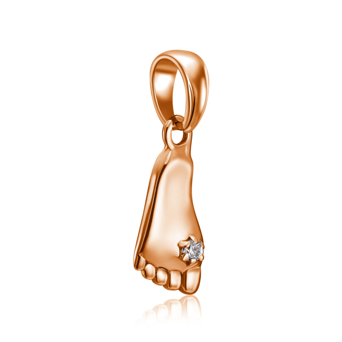 Золотая подвеска «Ножка» с фианитом. Артикул 31364