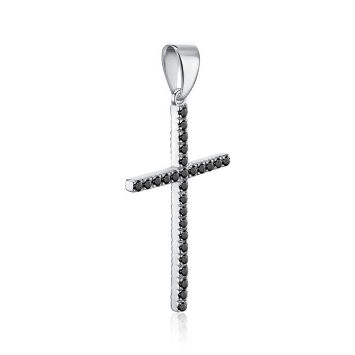 Срібний двухсторонній хрестик з фіанітами. Артикул 31372/12/1/146