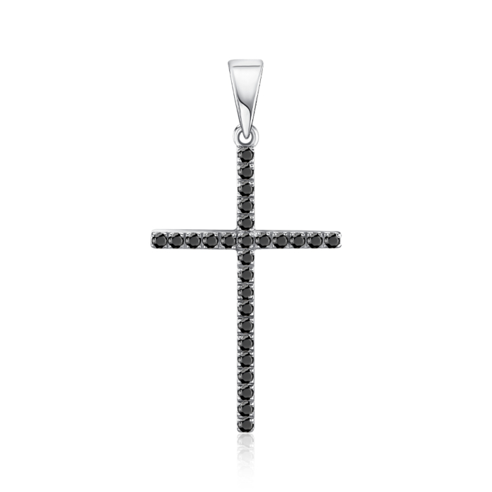 Серебряный двусторонний крестик с фианитами. Артикул 31372/12/1/146