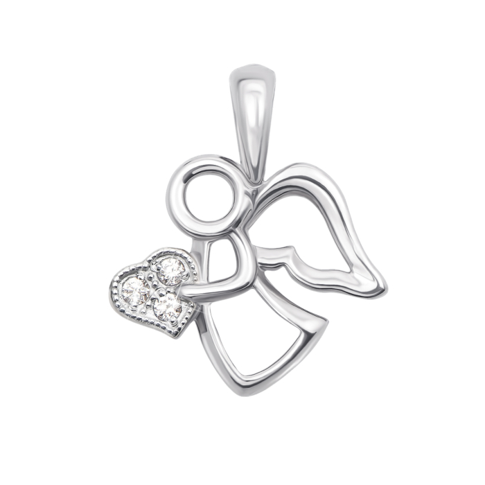 Золота підвіска «Янгол» з фіанітами. Артикул 31375/02/1/13