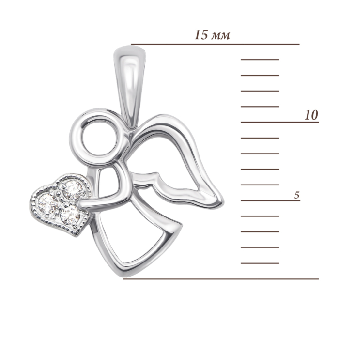 Золота підвіска «Янгол» з фіанітами. Артикул 31375/02/1/13
