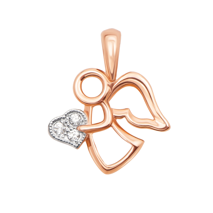 Золота підвіска «Янгол» з фіанітами. Артикул 31375