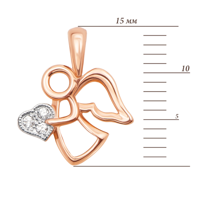 Золота підвіска «Янгол» з фіанітами. Артикул 31375