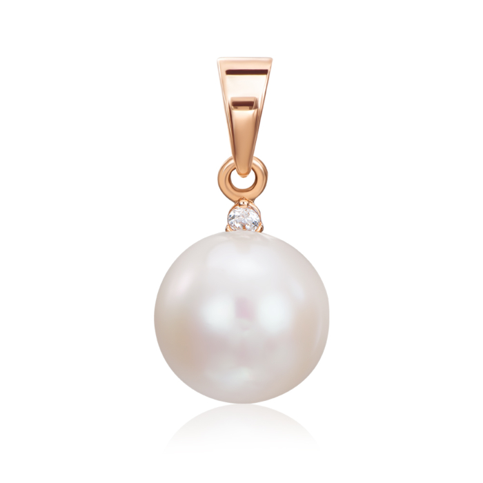 Золота підвіска з перлиною і фіанітами. Артикул 31376