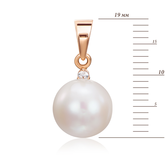 Золота підвіска з перлиною і фіанітами. Артикул 31376