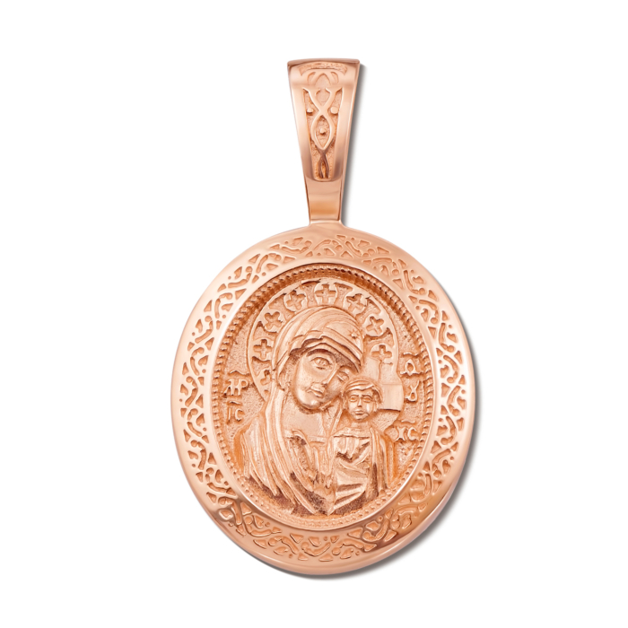 Золотая подвеска-иконка Божией Матери «Казанская». Артикул 31393