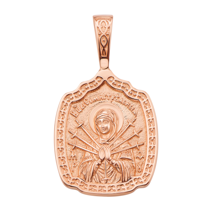 Золотая подвеска-иконка Божией Матери «Семистрельная». Артикул 31402