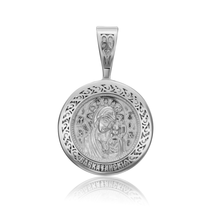 Серебряная подвеска-иконка Божией Матери «Казанская». Артикул с31444