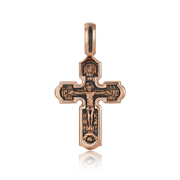 Золотий хрестик. Розп'яття Христове. Микола Чудотворець. Ікона Божої Матері «Знамення». Артикул 31456-2/01/0 (31456/2)