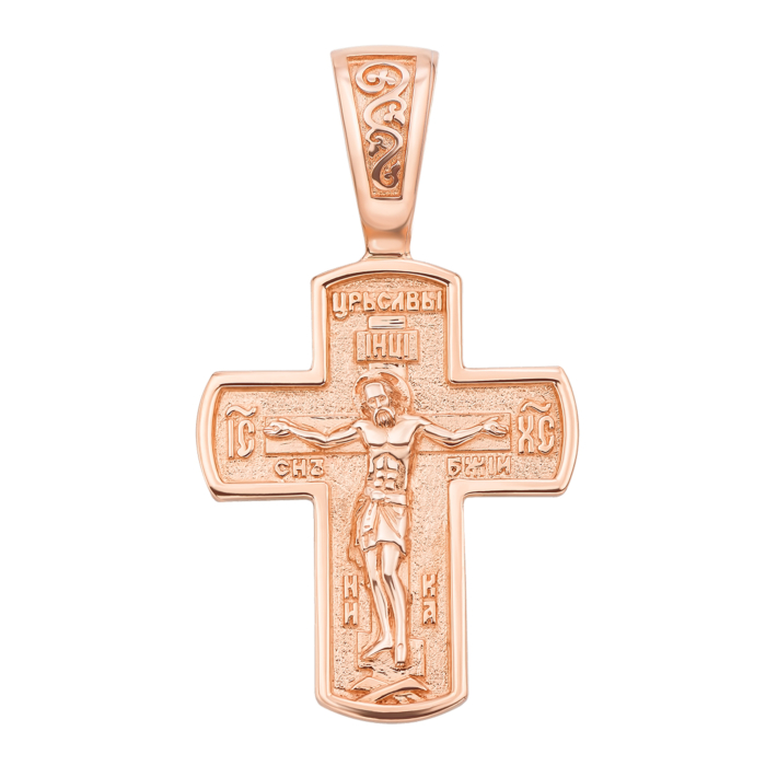 Золотой крестик. Распятие Христа. Николай Чудотворец. Артикул 31503