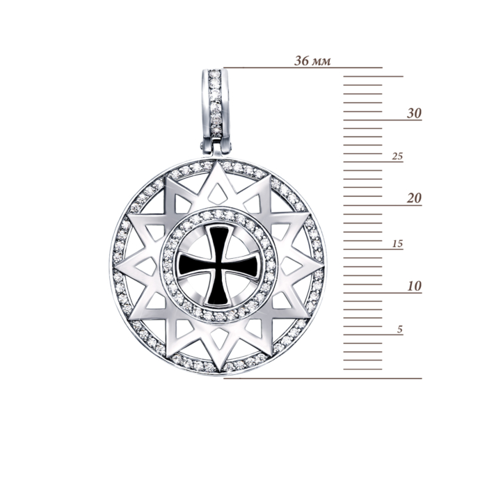 Срібна підвіска «Зірка Ерцгамми» з фіанітами і емаллю. Артикул с31506