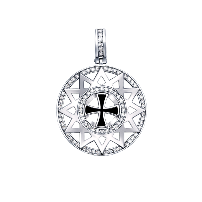 Срібна підвіска «Зірка Ерцгамми» з фіанітами і емаллю. Артикул с31506